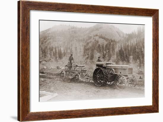 Road Grader Pulled by a Steel Wheeled Tractor in Alaska's Tanana Valley in 1916-null-Framed Photo