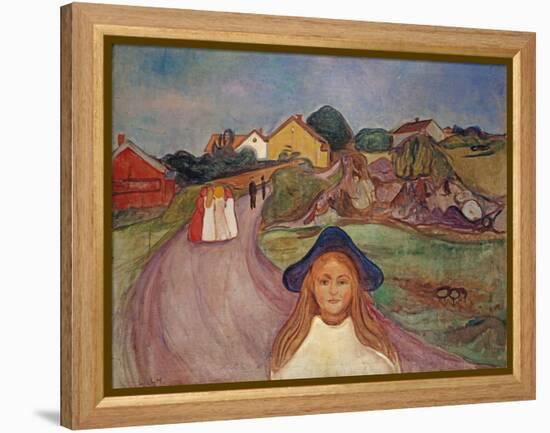 Road in Aasgaardstrand, 1901 (Oil on Canvas)-Edvard Munch-Framed Premier Image Canvas