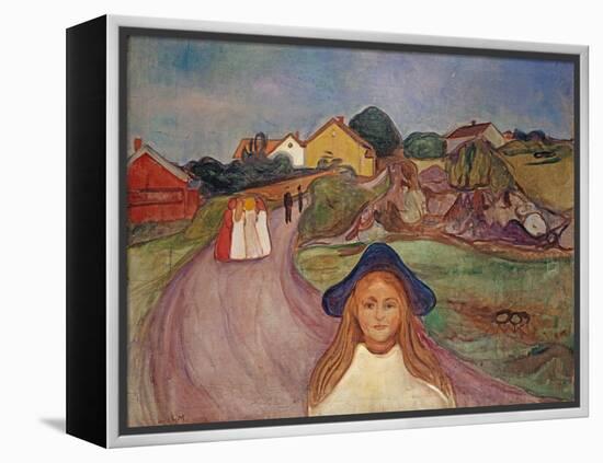 Road in Aasgaardstrand, 1901 (Oil on Canvas)-Edvard Munch-Framed Premier Image Canvas