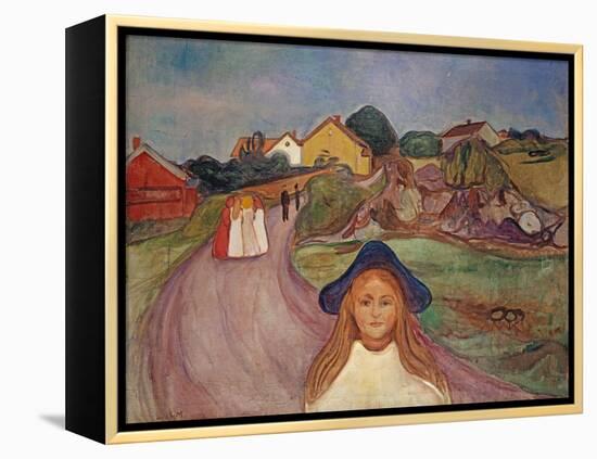 Road in Aasgaardstrand, 1901 (Oil on Canvas)-Edvard Munch-Framed Premier Image Canvas