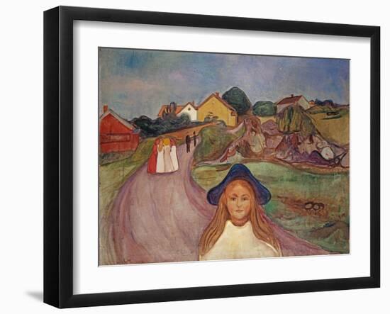 Road in Aasgaardstrand, 1901 (Oil on Canvas)-Edvard Munch-Framed Giclee Print