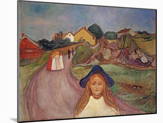 Road in Aasgaardstrand, 1901 (Oil on Canvas)-Edvard Munch-Mounted Giclee Print