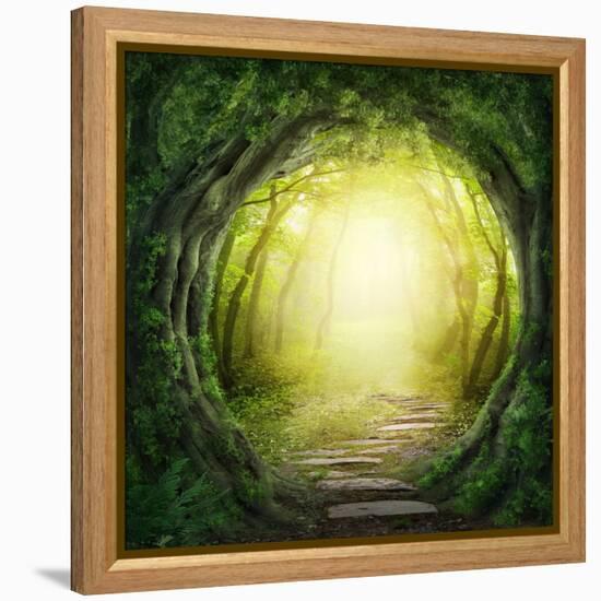 Road in Magic Dark Forest-egal-Framed Premier Image Canvas