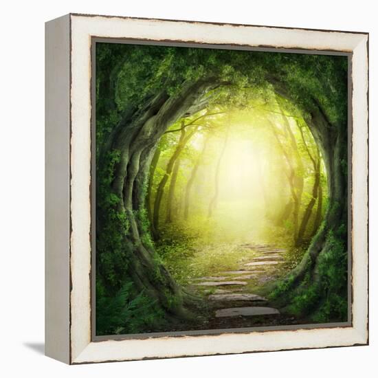 Road in Magic Dark Forest-egal-Framed Premier Image Canvas