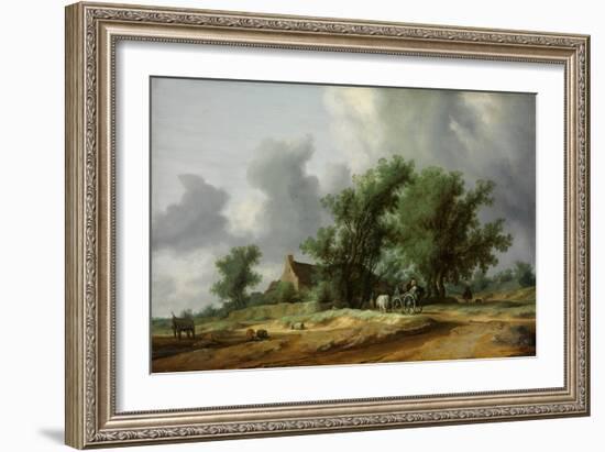 Road in the Dunes with a Carriage-Salomon Jacobsz van Ruisdael-Framed Giclee Print