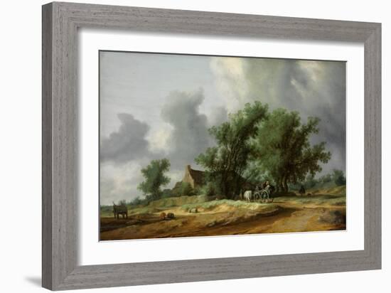 Road in the Dunes with a Carriage-Salomon Jacobsz van Ruisdael-Framed Giclee Print