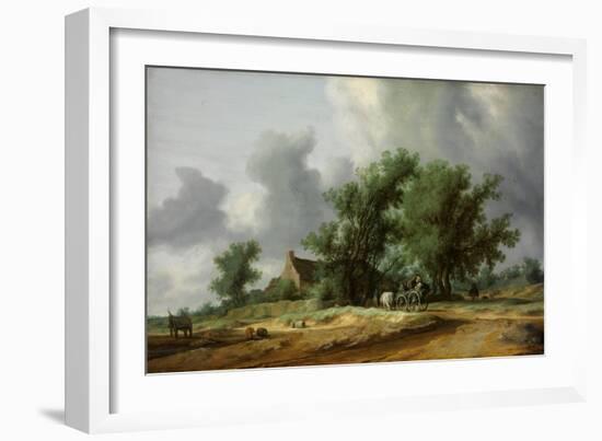 Road in the Dunes with a Carriage-Salomon Jacobsz van Ruisdael-Framed Giclee Print