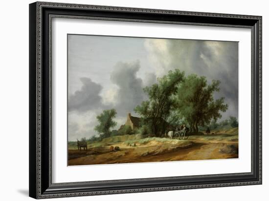 Road in the Dunes with a Carriage-Salomon Jacobsz van Ruisdael-Framed Giclee Print