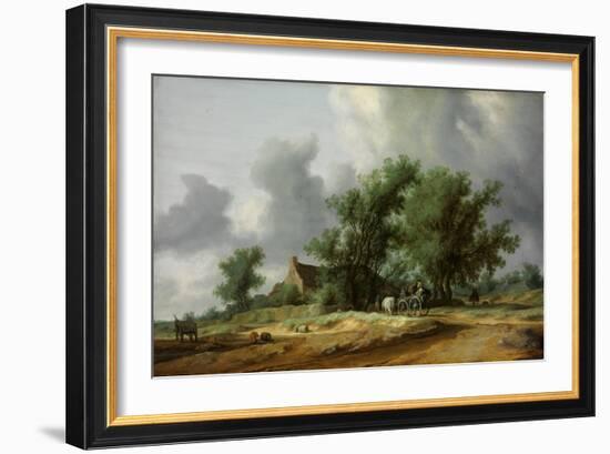 Road in the Dunes with a Carriage-Salomon Jacobsz van Ruisdael-Framed Giclee Print