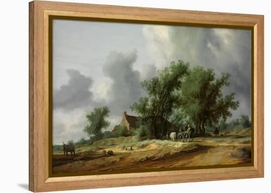 Road in the Dunes with a Carriage-Salomon Jacobsz van Ruisdael-Framed Premier Image Canvas