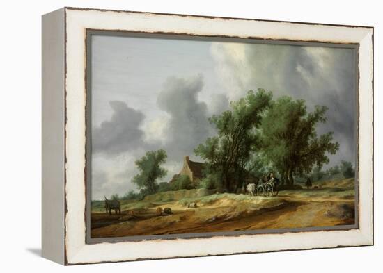 Road in the Dunes with a Carriage-Salomon Jacobsz van Ruisdael-Framed Premier Image Canvas