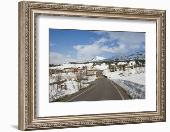 Road leading through the snow capped mountains of the Daisetsuzan National Park, UNESCO World Herit-Michael Runkel-Framed Photographic Print