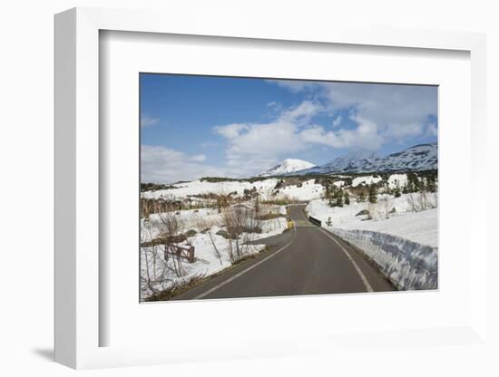 Road leading through the snow capped mountains of the Daisetsuzan National Park, UNESCO World Herit-Michael Runkel-Framed Photographic Print