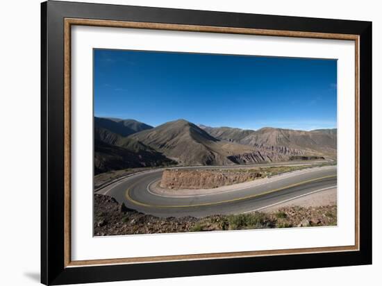 Road leading towards the Salinas Grandes (salt flats) near Purmamarca, Argentina, South America-Alex Treadway-Framed Photographic Print