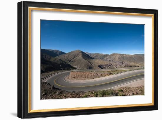 Road leading towards the Salinas Grandes (salt flats) near Purmamarca, Argentina, South America-Alex Treadway-Framed Photographic Print