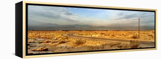 Road passing through desert, Palm Springs, Riverside County, California, USA-Panoramic Images-Framed Premier Image Canvas