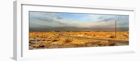 Road passing through desert, Palm Springs, Riverside County, California, USA-Panoramic Images-Framed Photographic Print