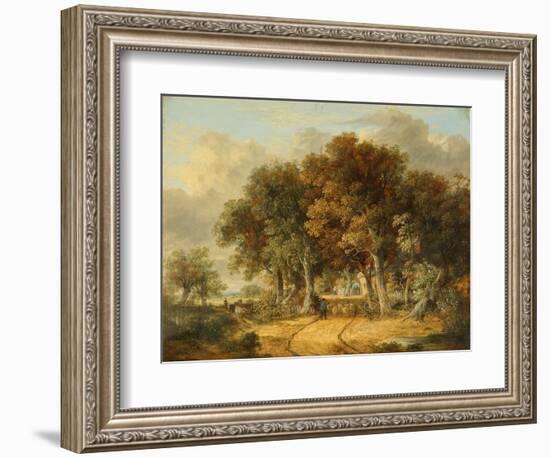 Road Scene at Intwood, 1830 (Oil on Panel)-James Stark-Framed Giclee Print