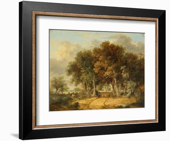 Road Scene at Intwood, 1830 (Oil on Panel)-James Stark-Framed Giclee Print