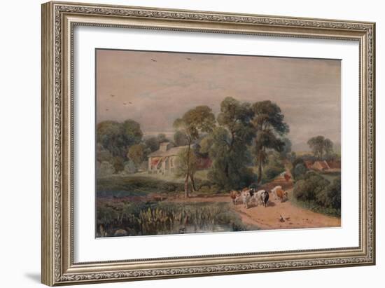 'Road Scene with Cattle', 19th century, (1935)-Peter De Wint-Framed Giclee Print