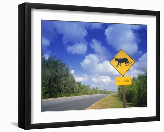 Road Sign of Animal Crossing, FL-Peter Adams-Framed Photographic Print