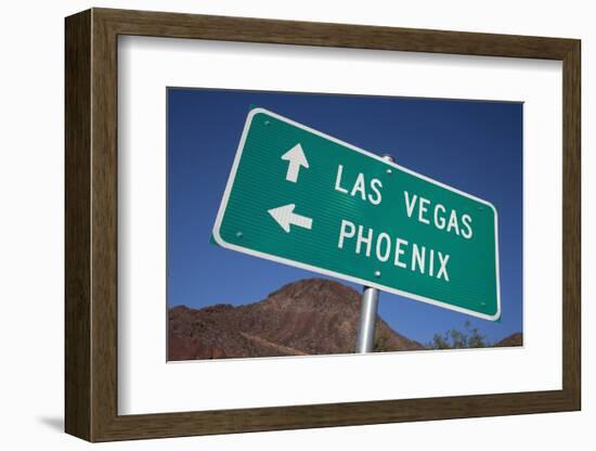 Road Sign Points to Las Vegas and Phoenix-Joseph Sohm-Framed Premium Photographic Print