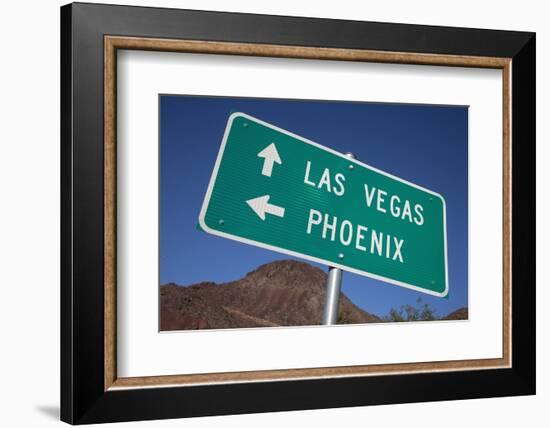 Road Sign Points to Las Vegas and Phoenix-Joseph Sohm-Framed Premium Photographic Print