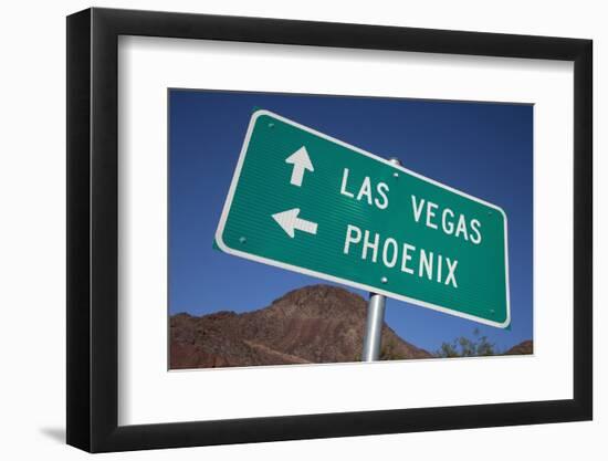 Road Sign Points to Las Vegas and Phoenix-Joseph Sohm-Framed Premium Photographic Print