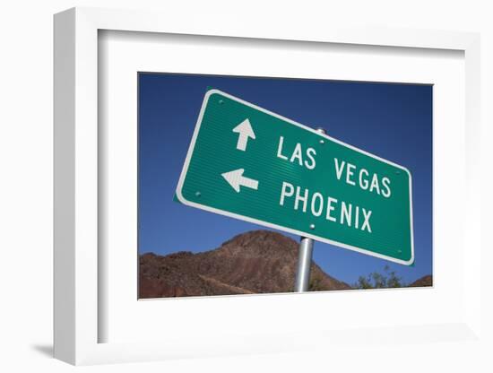 Road Sign Points to Las Vegas and Phoenix-Joseph Sohm-Framed Premium Photographic Print