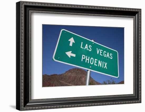 Road Sign Points to Las Vegas and Phoenix-Joseph Sohm-Framed Premium Photographic Print