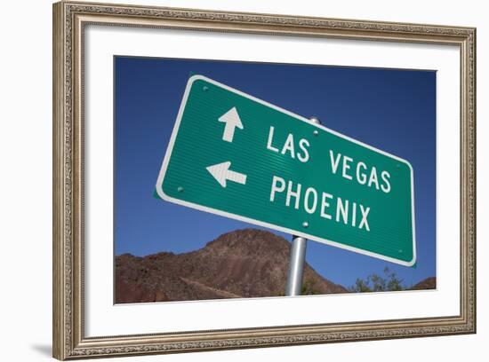 Road Sign Points to Las Vegas and Phoenix-Joseph Sohm-Framed Photographic Print