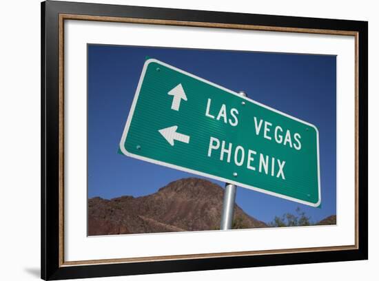 Road Sign Points to Las Vegas and Phoenix-Joseph Sohm-Framed Photographic Print