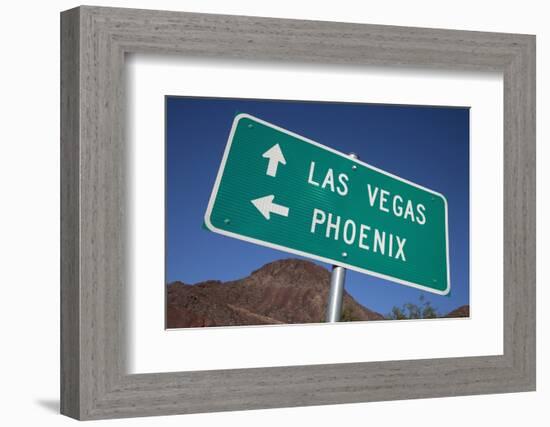 Road Sign Points to Las Vegas and Phoenix-Joseph Sohm-Framed Photographic Print