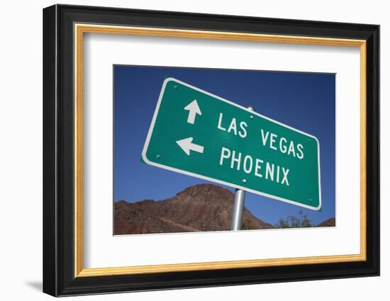 Road Sign Points to Las Vegas and Phoenix-Joseph Sohm-Framed Photographic Print