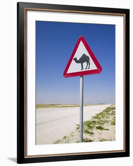 Road Sign-Road to Al-Zubar, Al-Zubara, Qatar-Walter Bibikow-Framed Photographic Print