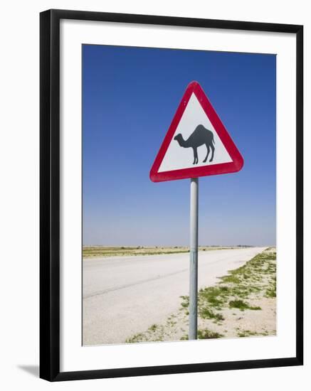 Road Sign-Road to Al-Zubar, Al-Zubara, Qatar-Walter Bibikow-Framed Photographic Print