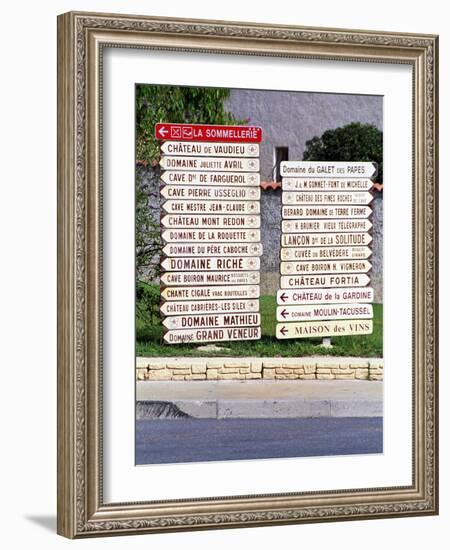 Road Signs to Wine Producers in Chateauneuf-Du-Pape, France-Per Karlsson-Framed Photographic Print