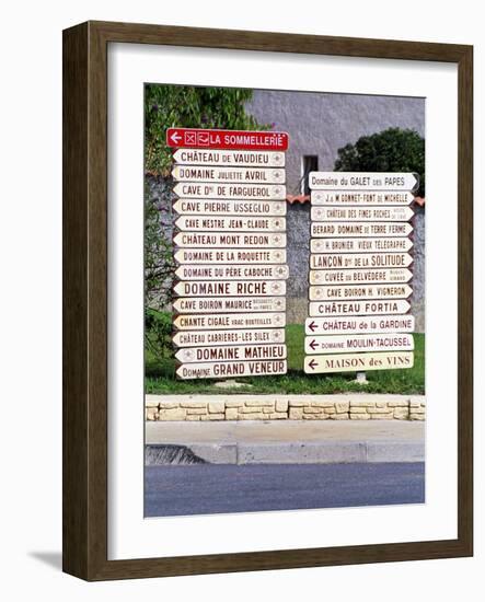 Road Signs to Wine Producers in Chateauneuf-Du-Pape, France-Per Karlsson-Framed Photographic Print