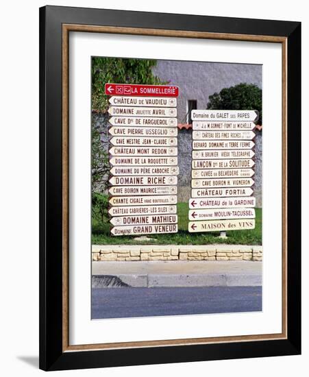 Road Signs to Wine Producers in Chateauneuf-Du-Pape, France-Per Karlsson-Framed Photographic Print