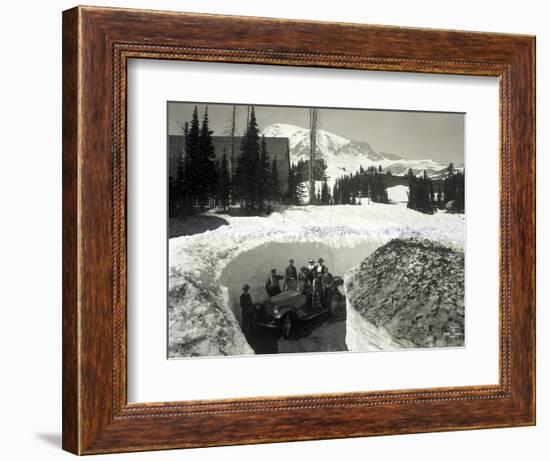 Road Through Snow, Near Paradise Inn, 1921-Asahel Curtis-Framed Giclee Print