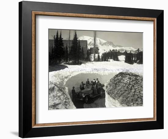Road Through Snow, Near Paradise Inn, 1921-Asahel Curtis-Framed Giclee Print