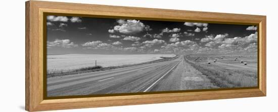 Road through the prairies of Eastern South Dakota, USA-null-Framed Premier Image Canvas