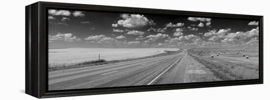 Road through the prairies of Eastern South Dakota, USA-null-Framed Premier Image Canvas