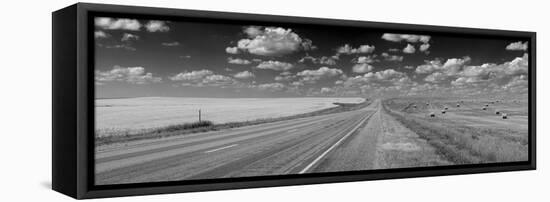 Road through the prairies of Eastern South Dakota, USA-null-Framed Premier Image Canvas