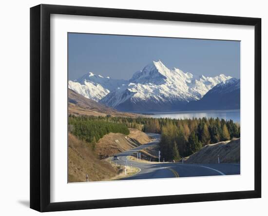 Road to Aoraki Mount Cook, Mackenzie Country, South Canterbury, South Island, New Zealand-David Wall-Framed Photographic Print