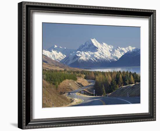 Road to Aoraki Mount Cook, Mackenzie Country, South Canterbury, South Island, New Zealand-David Wall-Framed Photographic Print