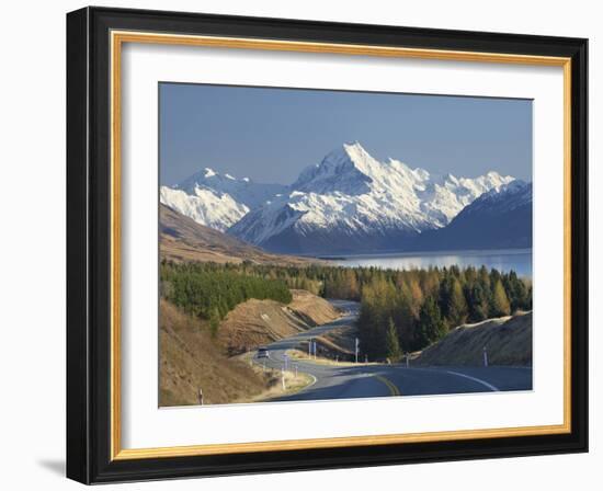 Road to Aoraki Mount Cook, Mackenzie Country, South Canterbury, South Island, New Zealand-David Wall-Framed Photographic Print