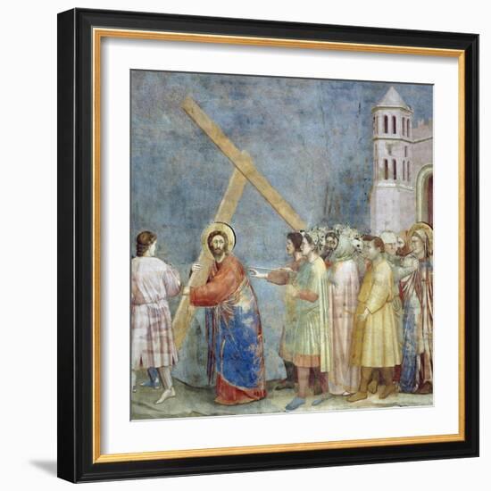 Road to Calvary, Detail from Life and Passion of Christ-Giotto di Bondone-Framed Giclee Print