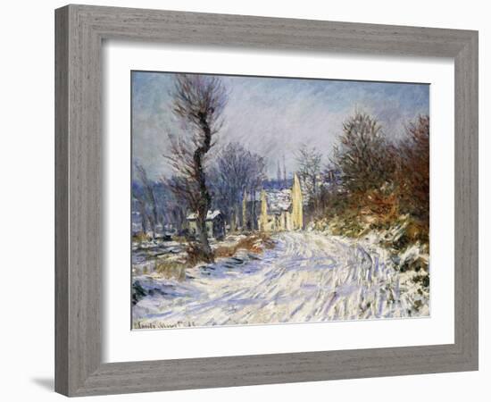 Road to Giverny in Winter-Claude Monet-Framed Giclee Print