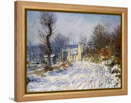 Road to Giverny in Winter-Claude Monet-Framed Premier Image Canvas